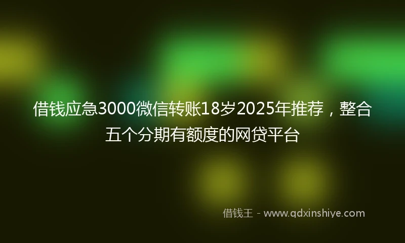 借钱应急3000微信转账18岁2025年推荐，整合五个分期有额度的网贷平台