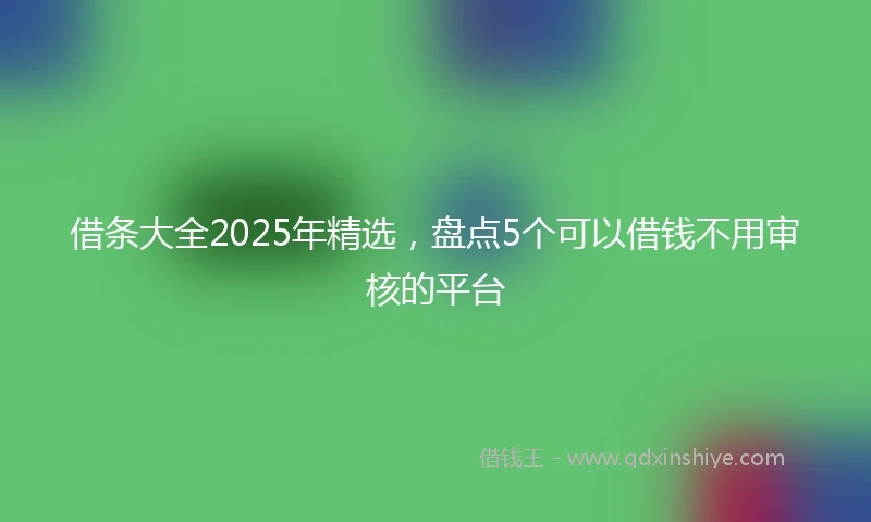 借条大全2025年精选，盘点5个可以借钱不用审核的平台