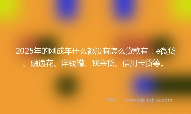 2025年的刚成年什么都没有怎么贷款有：e微贷、融逸花、洋钱罐、我来贷、信用卡贷等。