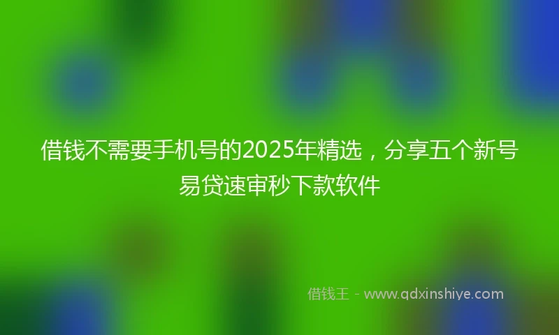借钱不需要手机号的2025年精选，分享五个新号易贷速审秒下款软件