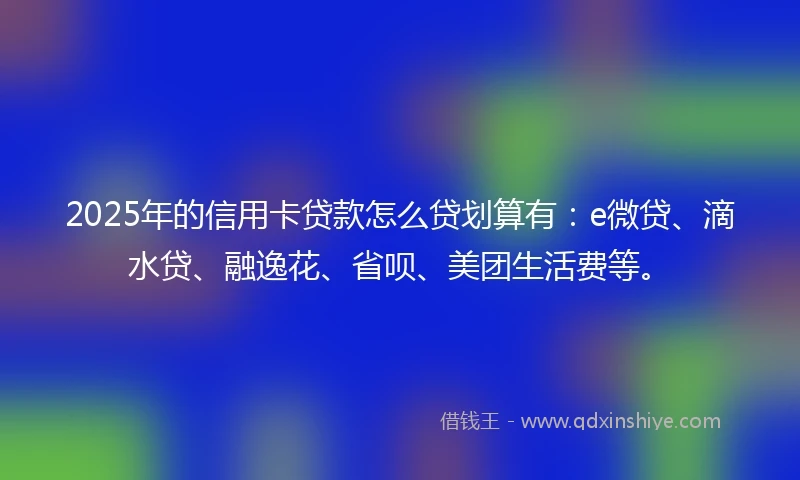 2025年的信用卡贷款怎么贷划算有：e微贷、滴水贷、融逸花、省呗、美团生活费等。