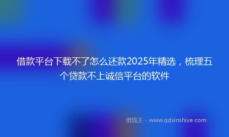 借款平台下载不了怎么还款2025年精选，梳理五个贷款不上诚信平台的软件