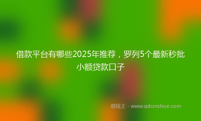 借款平台有哪些2025年推荐，罗列5个最新秒批小额贷款口子