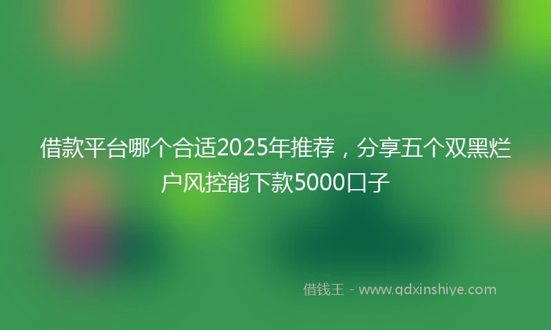 借款平台哪个合适2025年推荐，分享五个双黑烂户风控能下款5000口子