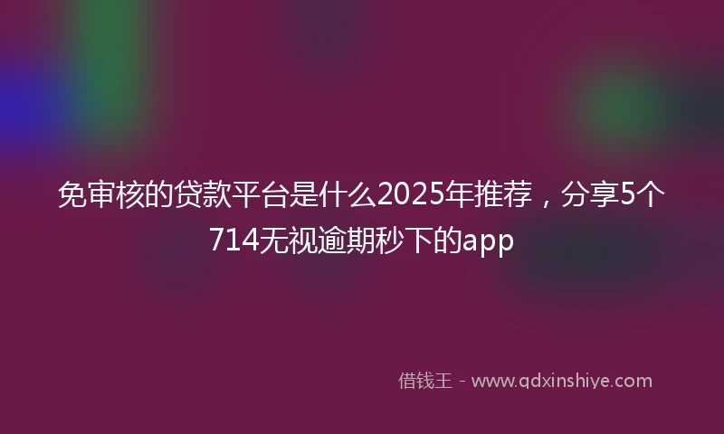 免审核的贷款平台是什么2025年推荐，分享5个714无视逾期秒下的app
