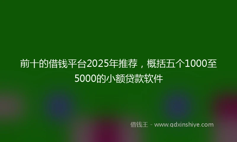 前十的借钱平台2025年推荐，概括五个1000至5000的小额贷款软件