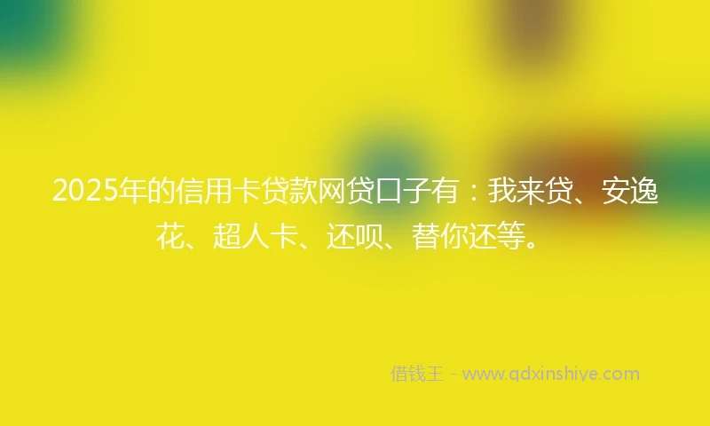 2025年的信用卡贷款网贷口子有：我来贷、安逸花、超人卡、还呗、替你还等。