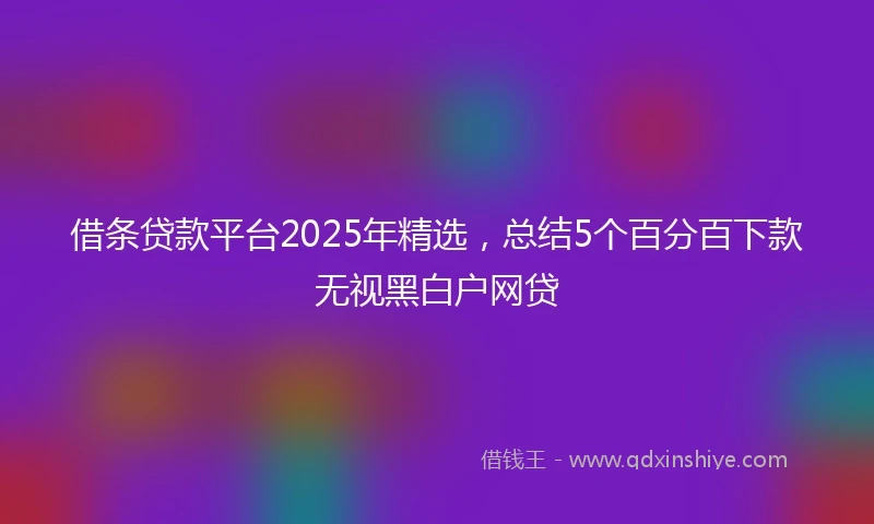 借条贷款平台2025年精选，总结5个百分百下款无视黑白户网贷