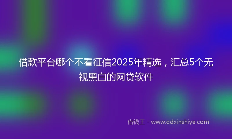借款平台哪个不看征信2025年精选，汇总5个无视黑白的网贷软件