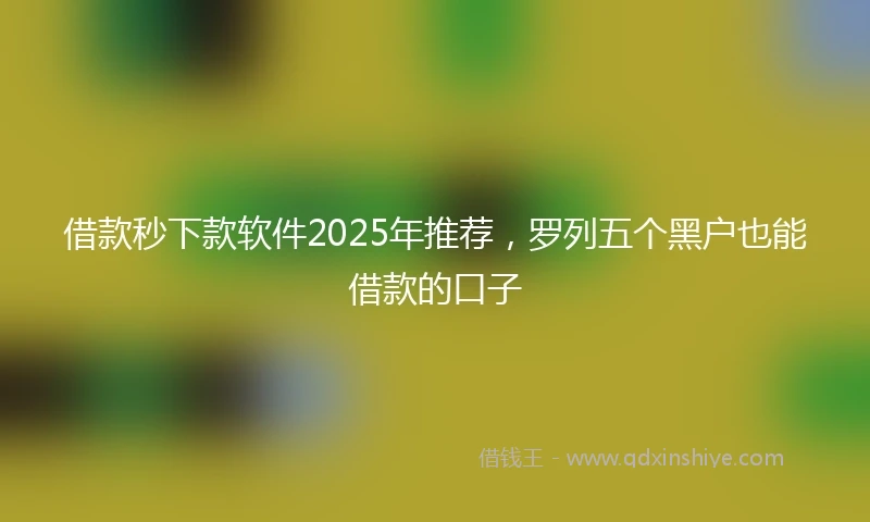 借款秒下款软件2025年推荐，罗列五个黑户也能借款的口子