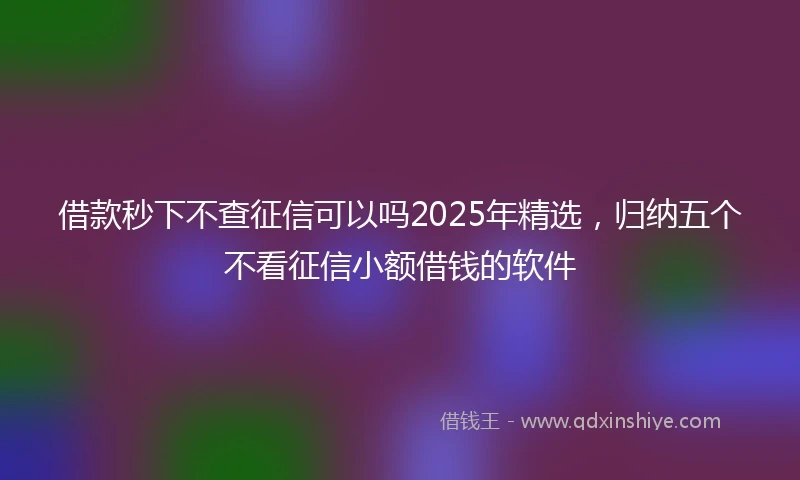 借款秒下不查征信可以吗2025年精选，归纳五个不看征信小额借钱的软件