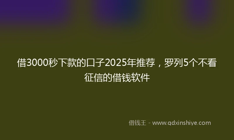 借3000秒下款的口子2025年推荐，罗列5个不看征信的借钱软件