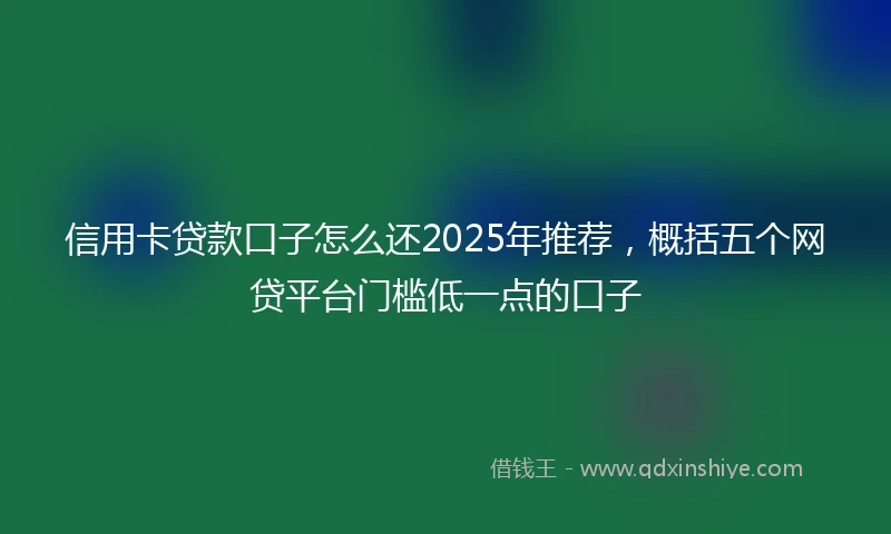 信用卡贷款口子怎么还2025年推荐，概括五个网贷平台门槛低一点的口子