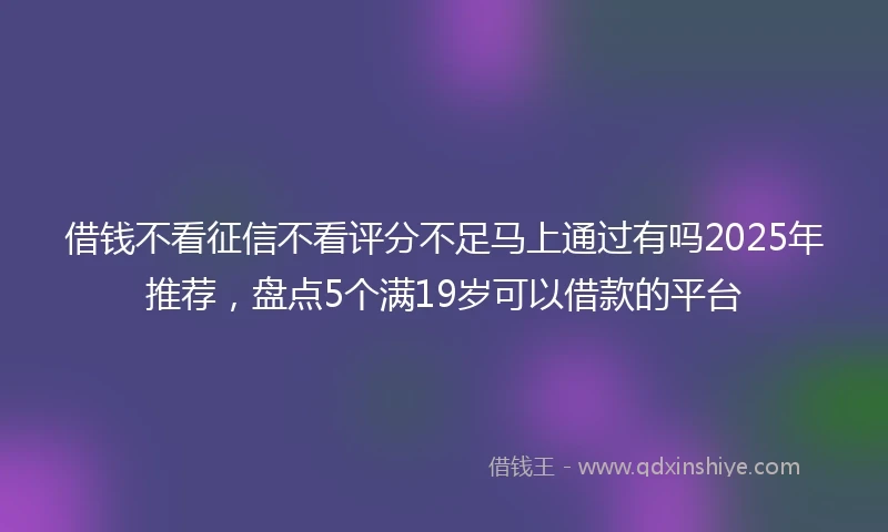 借钱不看征信不看评分不足马上通过有吗2025年推荐，盘点5个满19岁可以借款的平台