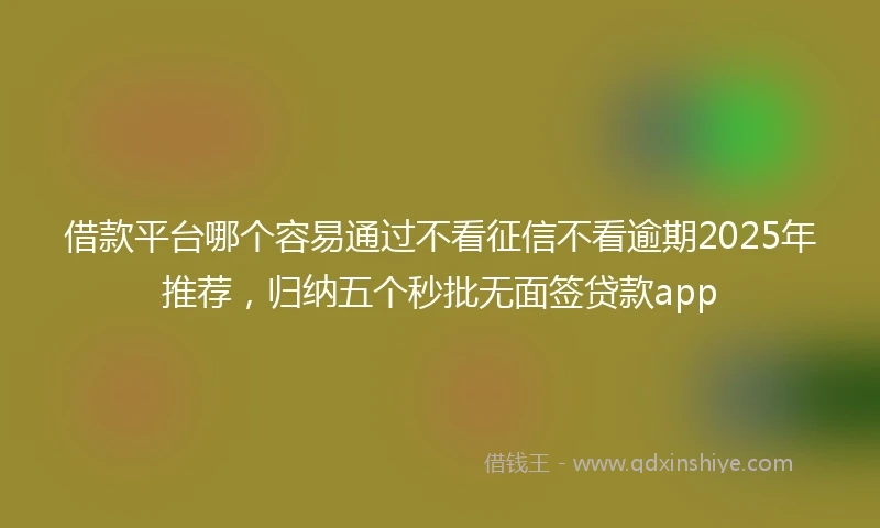 借款平台哪个容易通过不看征信不看逾期2025年推荐，归纳五个秒批无面签贷款app