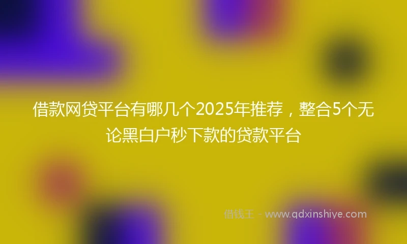 借款网贷平台有哪几个2025年推荐，整合5个无论黑白户秒下款的贷款平台