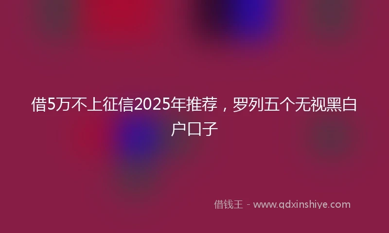 借5万不上征信2025年推荐，罗列五个无视黑白户口子
