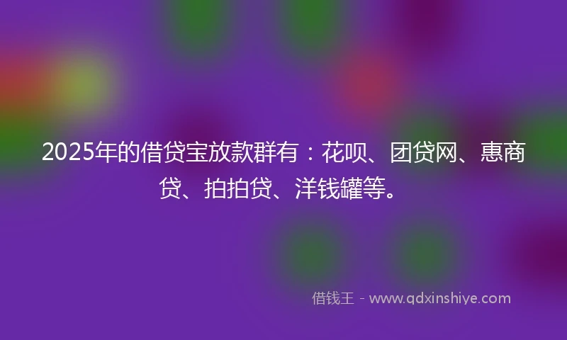 2025年的借贷宝放款群有：花呗、团贷网、惠商贷、拍拍贷、洋钱罐等。