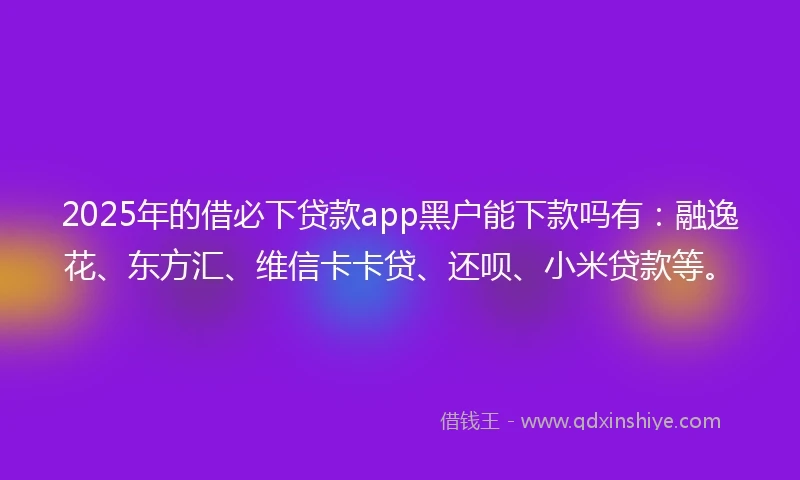 2025年的借必下贷款app黑户能下款吗有：融逸花、东方汇、维信卡卡贷、还呗、小米贷款等。