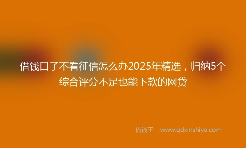 借钱口子不看征信怎么办2025年精选，归纳5个综合评分不足也能下款的网贷