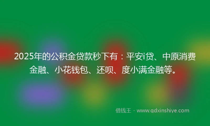 2025年的公积金贷款秒下有：平安i贷、中原消费金融、小花钱包、还呗、度小满金融等。