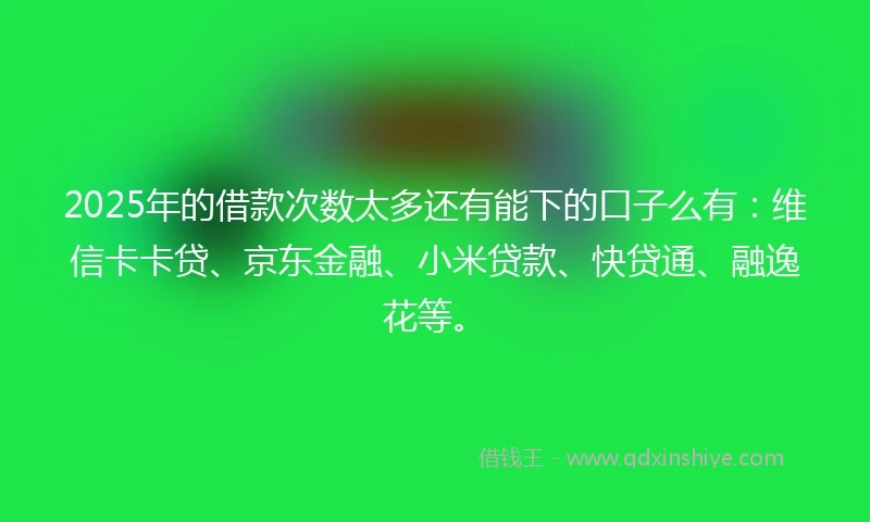 2025年的借款次数太多还有能下的口子么有：维信卡卡贷、京东金融、小米贷款、快贷通、融逸花等。
