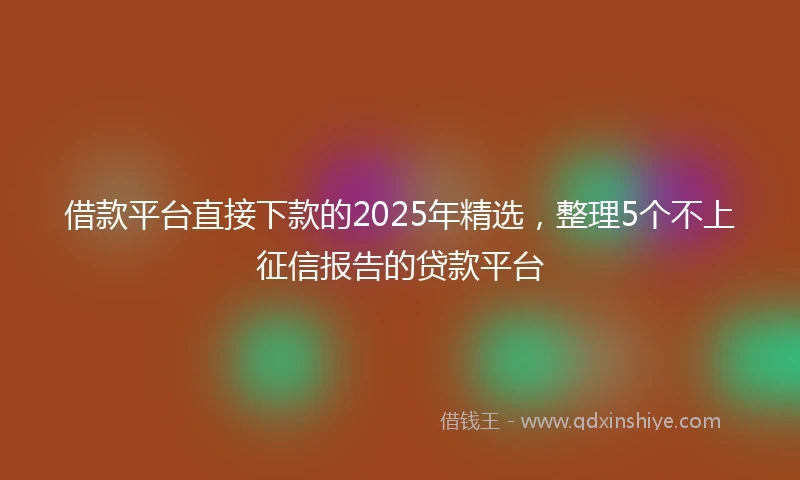 借款平台直接下款的2025年精选，整理5个不上征信报告的贷款平台