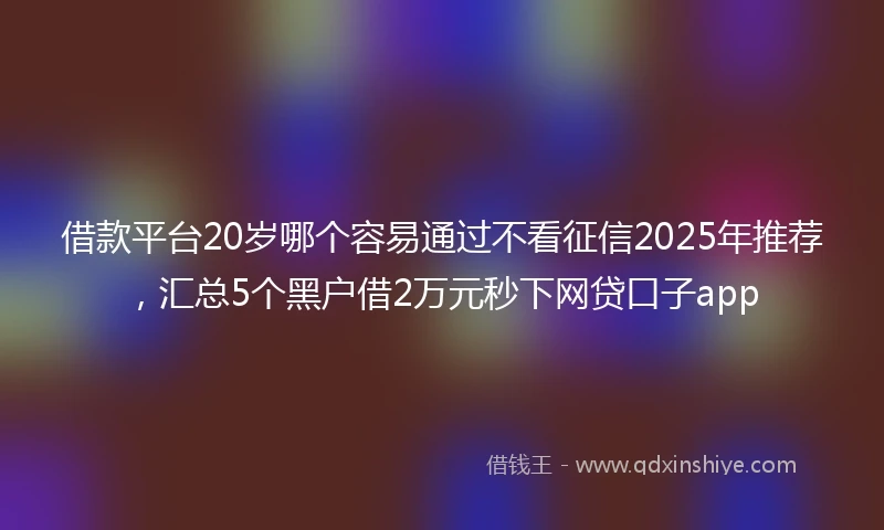 借款平台20岁哪个容易通过不看征信2025年推荐，汇总5个黑户借2万元秒下网贷口子app