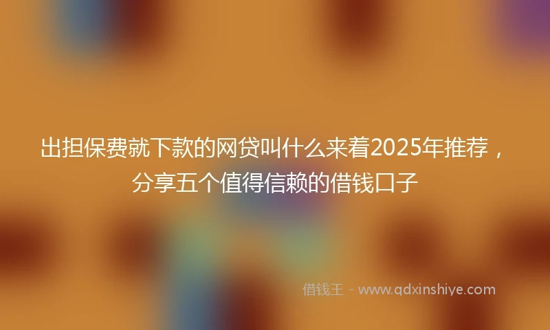 出担保费就下款的网贷叫什么来着2025年推荐，分享五个值得信赖的借钱口子