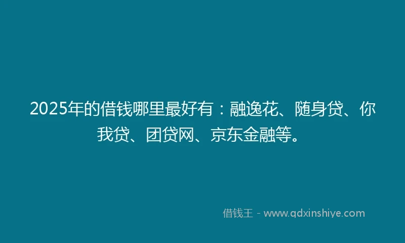 2025年的借钱哪里最好有：融逸花、随身贷、你我贷、团贷网、京东金融等。