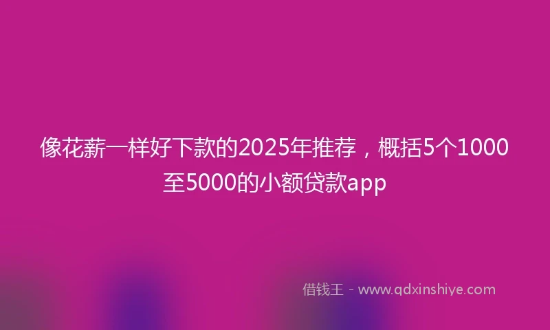 像花薪一样好下款的2025年推荐，概括5个1000至5000的小额贷款app