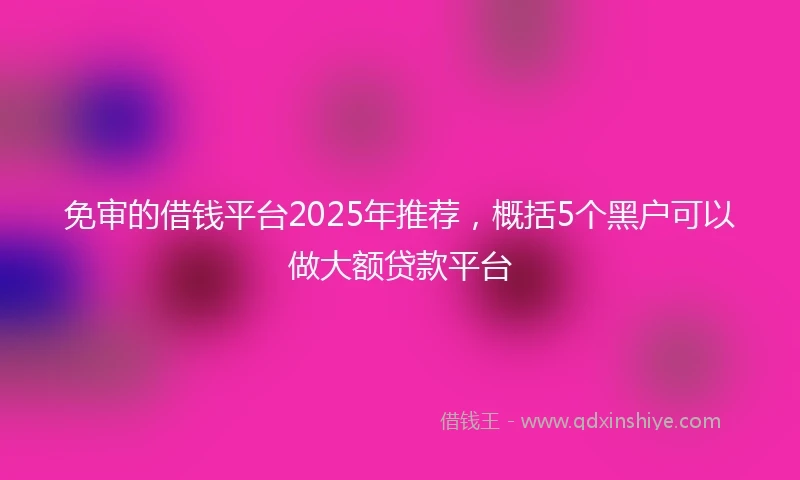 免审的借钱平台2025年推荐，概括5个黑户可以做大额贷款平台