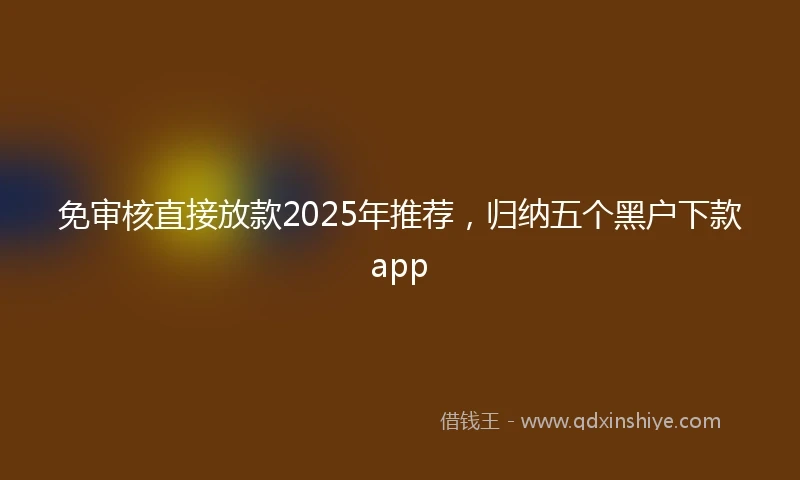 免审核直接放款2025年推荐，归纳五个黑户下款app