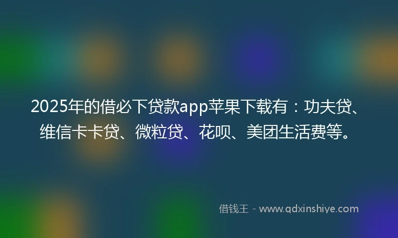 2025年的借必下贷款app苹果下载有：功夫贷、维信卡卡贷、微粒贷、花呗、美团生活费等。