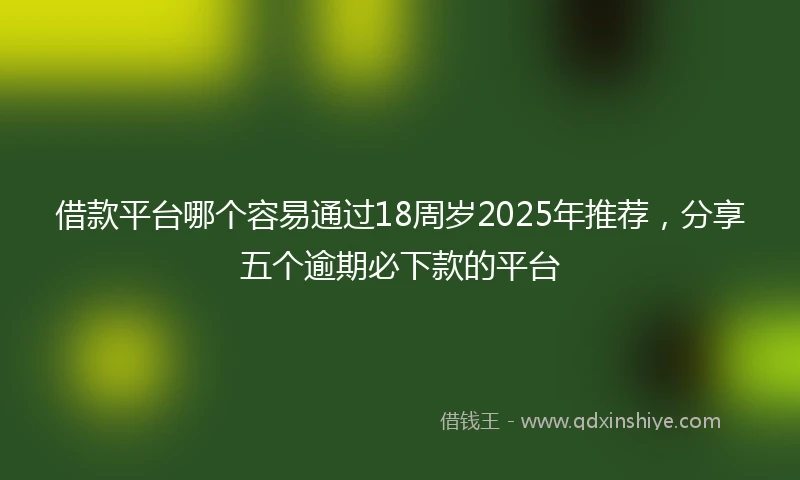 借款平台哪个容易通过18周岁2025年推荐，分享五个逾期必下款的平台