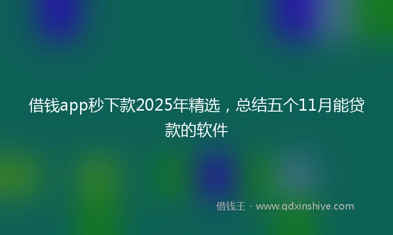 借钱app秒下款2025年精选，总结五个11月能贷款的软件