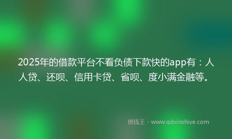 2025年的借款平台不看负债下款快的app有：人人贷、还呗、信用卡贷、省呗、度小满金融等。