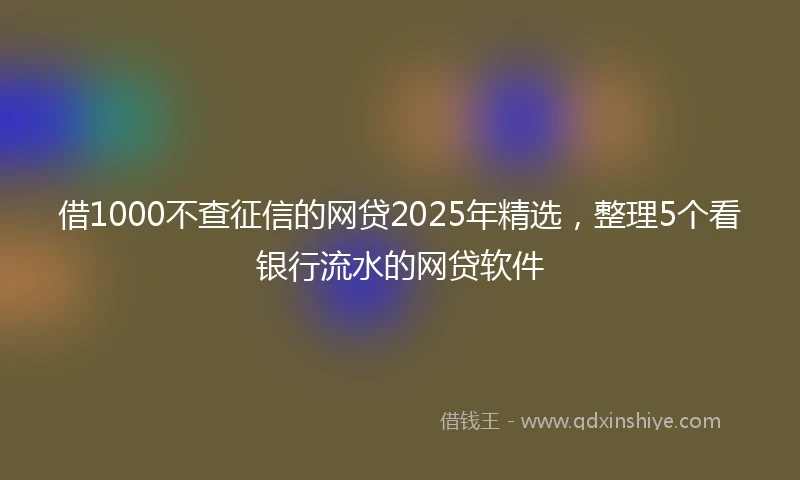 借1000不查征信的网贷2025年精选，整理5个看银行流水的网贷软件