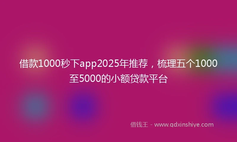 借款1000秒下app2025年推荐，梳理五个1000至5000的小额贷款平台