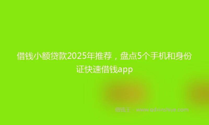 借钱小额贷款2025年推荐，盘点5个手机和身份证快速借钱app