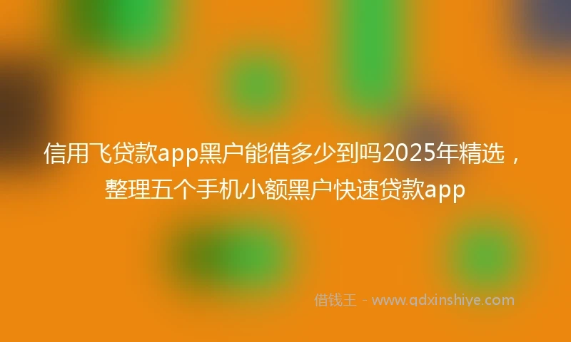 信用飞贷款app黑户能借多少到吗2025年精选，整理五个手机小额黑户快速贷款app