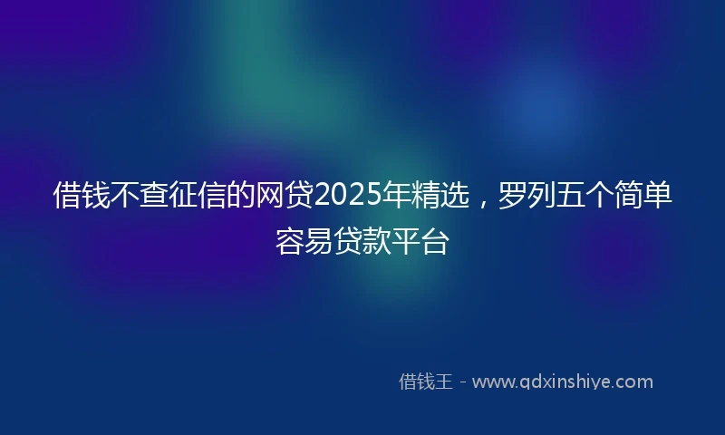 借钱不查征信的网贷2025年精选，罗列五个简单容易贷款平台