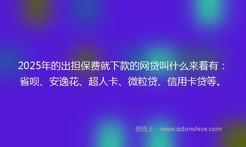 2025年的出担保费就下款的网贷叫什么来着有：省呗、安逸花、超人卡、微粒贷、信用卡贷等。