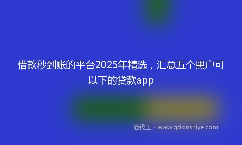 借款秒到账的平台2025年精选，汇总五个黑户可以下的贷款app