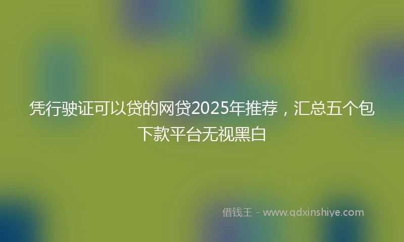 凭行驶证可以贷的网贷2025年推荐，汇总五个包下款平台无视黑白