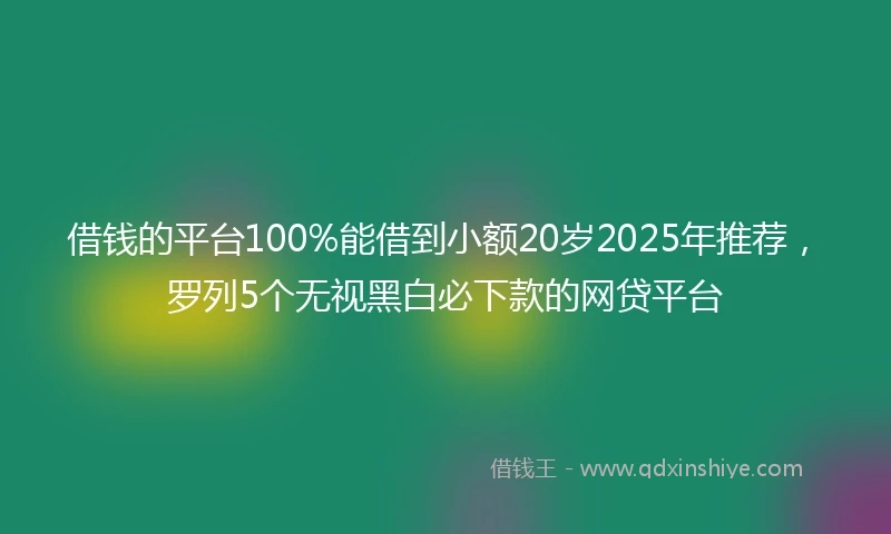 借钱的平台100%能借到小额20岁2025年推荐，罗列5个无视黑白必下款的网贷平台