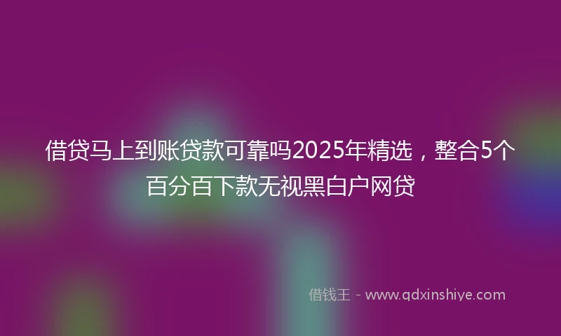 借贷马上到账贷款可靠吗2025年精选，整合5个百分百下款无视黑白户网贷