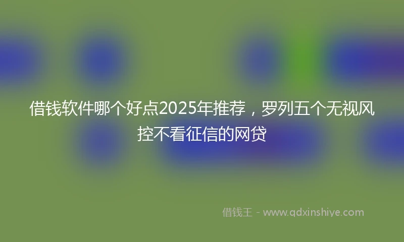 借钱软件哪个好点2025年推荐，罗列五个无视风控不看征信的网贷