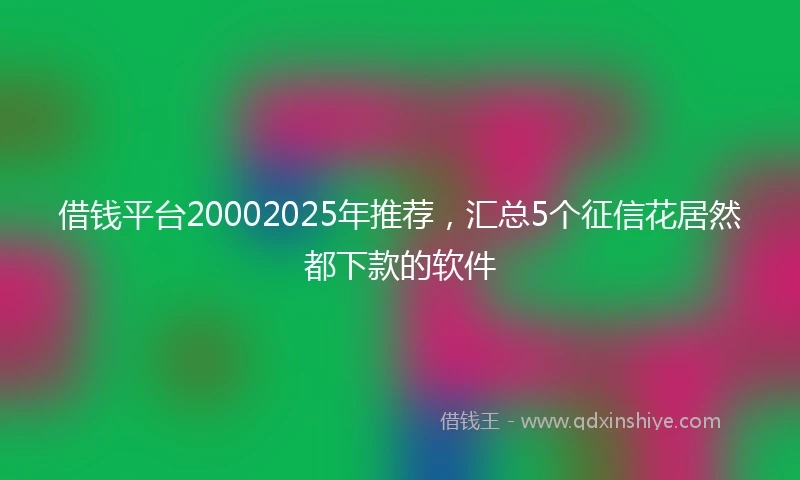 借钱平台20002025年推荐，汇总5个征信花居然都下款的软件