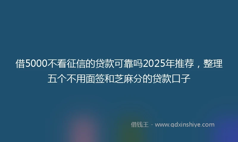 借5000不看征信的贷款可靠吗2025年推荐，整理五个不用面签和芝麻分的贷款口子